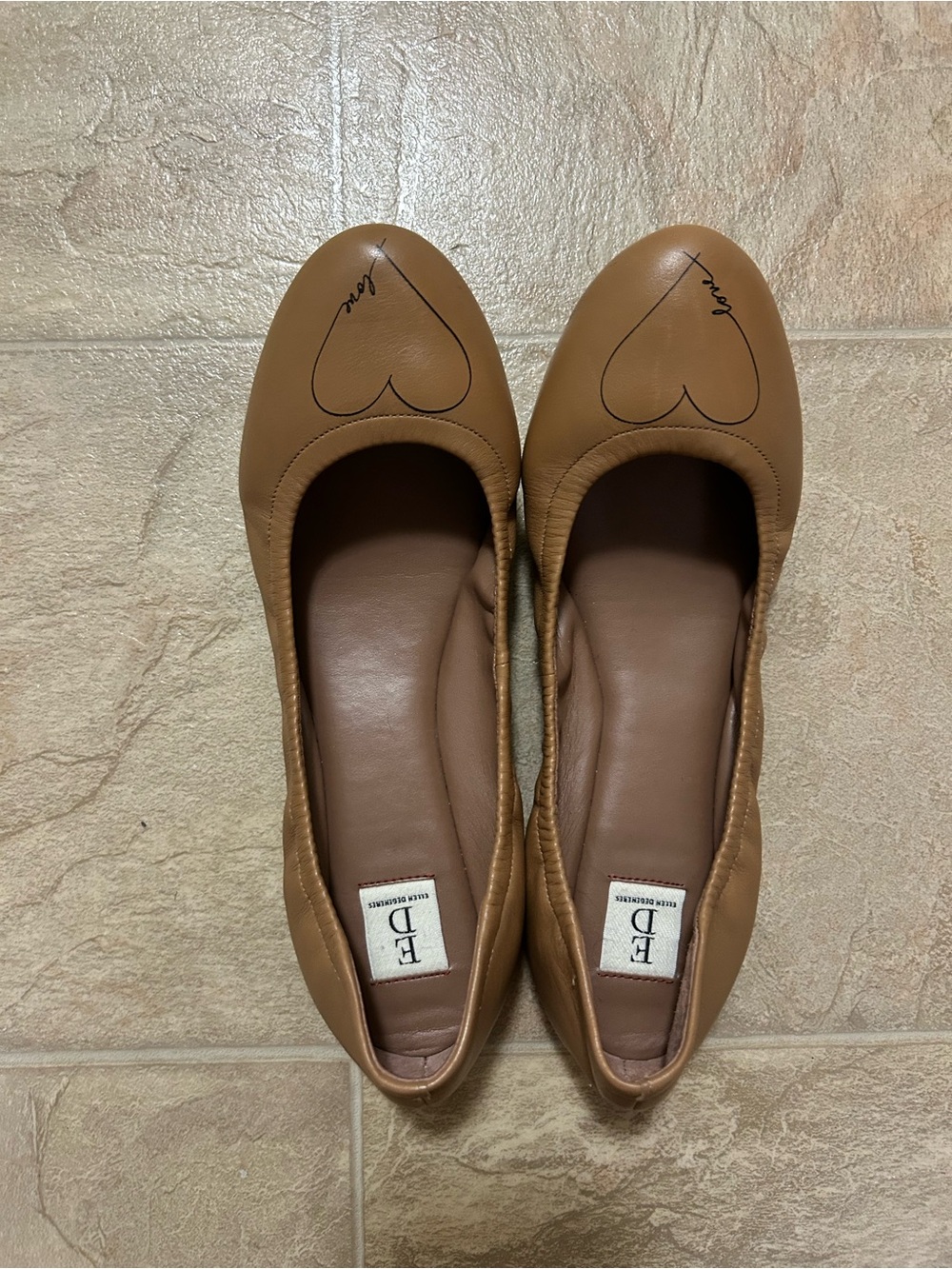 Ellen DeGeneres Tan Heart Toe Ballet Flats
